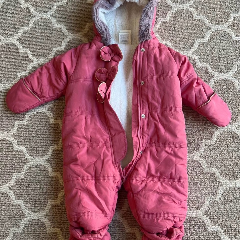 Pink Hooded Baby Snowsuit